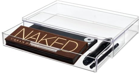 iDesign The Home Edit Klarer Organizer aus recyceltem Kunststoff mit ausziehbarer Schublade