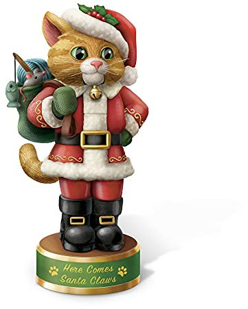 The Bradford Exchange ‘Here Comes Santa Claws’ Cat Nutcracker Figurine – A unique handcrafted and handpainted Santa Claus cat figurine captures the look of a vintage Christmas nutcracker
