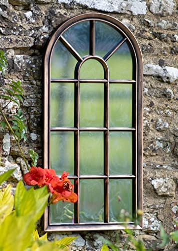 Brushed Copper Arched Window Style Wall Mirror For your Home Or Garden CW