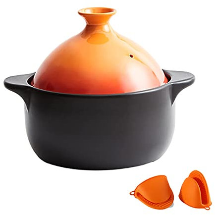 YLWX Tagine Cooking Pot, Handmade Tajine Pot Moroccan, Simple Clay Pot for Cooking, Ceramic Cookware (Color : Orange, Size : Medium)