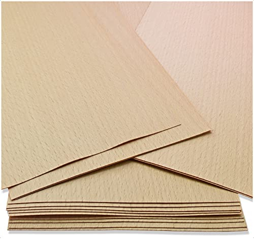 Mprofi MT® 30-32 Piece | Beech Veneer Real Wood | Veneer Sheet 0,6 mm | Wooden Veneer for Modeling, Hobby and DIY