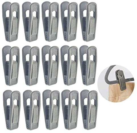 15Pcs Velvet Hanger Clips Trouser Hangers Skirt Hangers Clip Hangers Flocked Clips Non-Slip Clips Drying Clothes Clipping Pants(Grey)