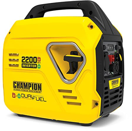Champion Power Equipment 92001i 2200 Watt LPG Dual Fuel Portable Inverter Generator - 80cc Engine, 4.1L, Petrol or Propane - Lightweight, True Sine Wave, EZ Start, Fuel Fill Assist LED, Ultra Quiet