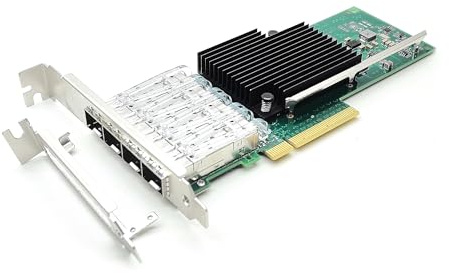 Lemspum Tarjeta de red PCI-E de 10 GB X710DA4 Quad SFP+ LC puerto Ethernet LAN Servidor compatible con Intel X710-DA4 PCIE 3.0 x8, x16 tarjeta de red con soporte de perfil bajo