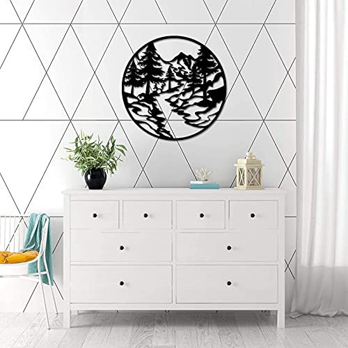 KLZUOPT Exquisite Wall Sculpture Art Decor Metal Pine Tree Forest Mountain Wall Decor, 3D Pine Forest Hanging Wall Decorative, Rustic Style Wall Decor, Indoor Outdoor Wall Sculpture