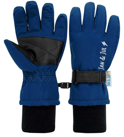 Jan & Jul Toasty-Dry vattentäta snöhandskar för barn, flickor och pojkar, Nebulosa blå, L: 6-8Y