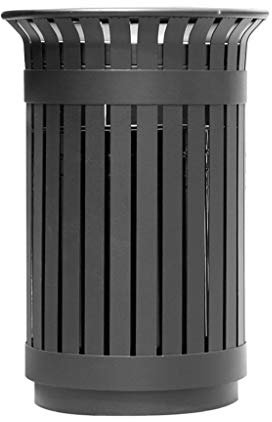 GRFIT Mülltonne 60 Liter Outdoor Metalllamellen-Mülleimer, Creative Outdoor Trash, Schwarz Abfalltonne
