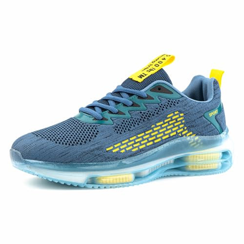 Hitmars Sportschuhe Herren Turnschuhe Laufschuhe Running Sport Schuhe Sneaker Straßenlaufschuhe Luftkissen Atmungsaktiv Gym Tennis Blau 43