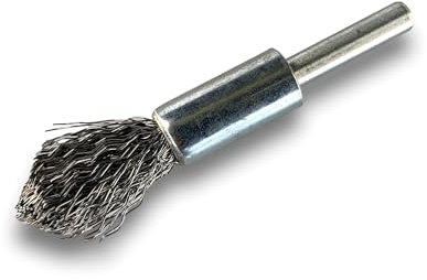 Lot de 6 brosses métalliques pinceaux en bout pointu sur tige | Ø 12 mm | ACIER dur 0,40 mm | Forme pointe | Pour perceuse ou visseuse à mandrin | Brossage et décapage | Kibros 20TC12Px6