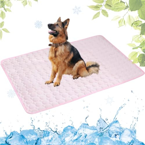 LEZUAN Kühlmatte Hunde, Selbstkühlende Hundematte, Kühldecke Katzen, Ungiftig Kühlkissen für Haustiere, Waschbar Hund Kältematte für Drinnen, Draußen und Auto(Rosa,70x100cm)