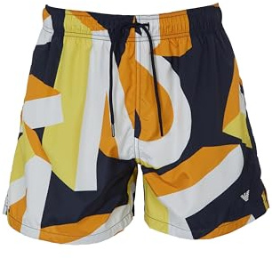 EMPORIO ARMANI man makro bokstäver mitt boxershorts blå L, Big Ea Blu/Gammalt Guld, L