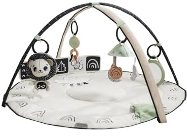 Tiny Love Classic Gymini, 2-in-1 Musical Baby Play Mat, 0+ Months, Baby Play Gym, 20 Activities, Interactive Musical Toy, Adjustable Arches, Black & White Décor