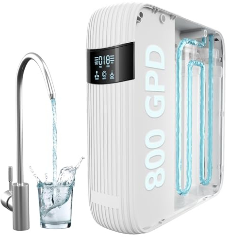 CripsTaste Tankless Reverse Osmosis System 800GPD High Flow Rate NSF 58&42 Certified & SGS Tested Under Sink Water Filtration System 2.5:1 Pure to Drain RO Water Filter System Under Sink