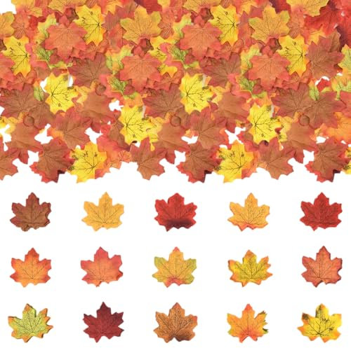 JEYORZY 100pcs Hojas de Arce otoñales, Hojas de Arce Artificiales de otoño, Planta de Hoja de Arce simulada, decoración de Fiesta de Bodas en el aula Interior, Accesorios fotográfica, Fiestas de otoño