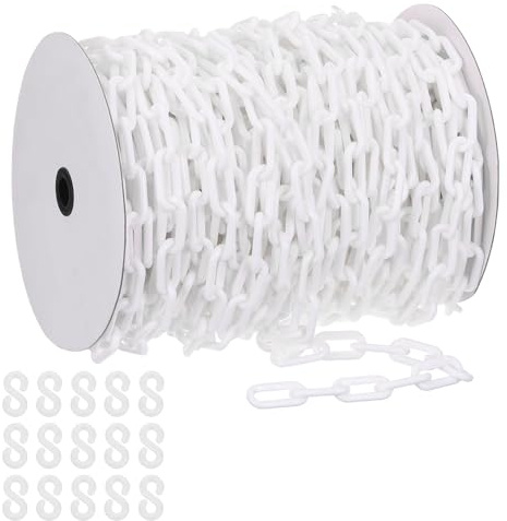 PATIKIL 164pcs Cadena de plástico blanca 8mm Cadena de barrera de seguridad