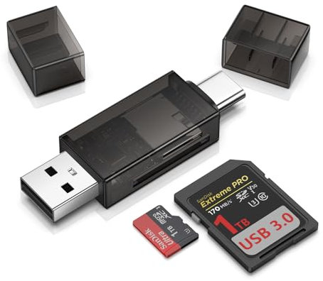 SD Card Reader USB C for Samsung Galaxy S25 Ultra S24 S23 S22 S21 S20 Plus A17 A16 A15 A14 A13,Dual Slots USB 2.0 Type C to Micro SD Card Adapter Memory Card Reader for Google Pixel 9 Pro 8 7