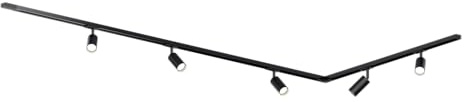 MRail 230V Schienensystem in Schwarz GU10 Spots Komponenten Stangensystem austauschbare LED Leuchtmittel (Set:3x1m+5 Spots+Endeinspeiser+2x gerade+1x L)