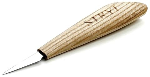 STRYI Cuchillo de corte para madera de 40 mm profesional – Cuchillo blanco, cuchillo SLOYD, cuchillo detallado de acero al carbono endurecido