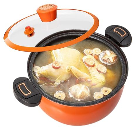 Dayysiuy Petite Cocotte Minute | Marmite Pour Plaques Induction | Chauffage Rapide Antiadhésif avec Couvercle Transparent pour Cuisson Bouillir Soupe Aliments Maison Plaques Induction Quotidienne