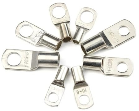 Ring Insulated Wire Connector, 60/240PCS Ring Terminal Cable Shoes Lugs 35mm2 Tinned Copper Lug Wire Eye Connectors Bare 60 Terminals Lugs Wire Copper Kit(240PCS)