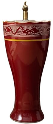 Piedistallo salvaspazio Lavandino con piedistallo in ceramica rossa rubinetto e kit di scarico for il bagno casa
