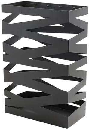 SUJOSAJU Umbrella Stand for Entryway,Hollow Metal Square Umbrella Holder,Walking Stick Holder Organizer for Hallway Entryway(Black,40x30x13cm)