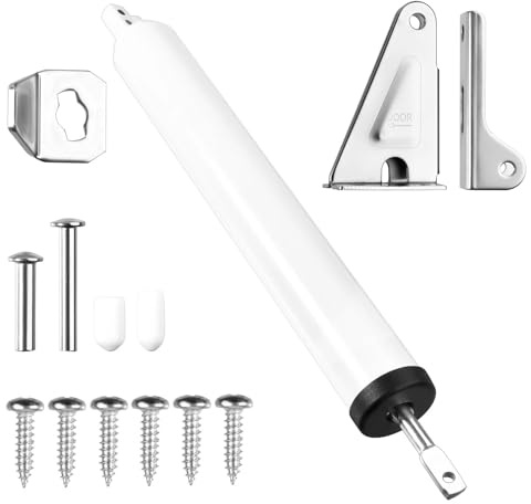 LEONTOOL Chiudiporta pneumatico regolabile per porta zanzariera o porta d'ingresso – velocità di chiusura regolabile con clip di tenuta apribile – kit di montaggio in alluminio pesante