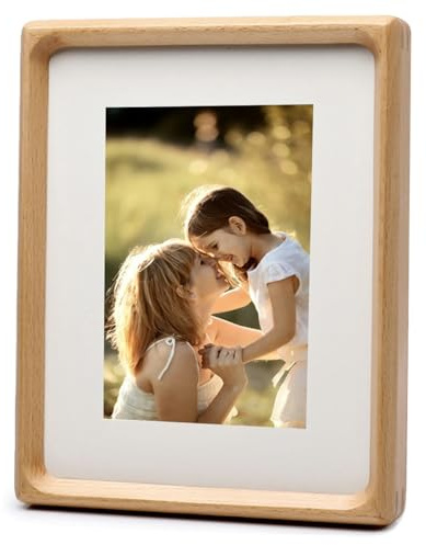 FFPMYF Massivholz Bilderrahmen 27x22 cm aus Natur-Eiche – Für Tisch & Wandmontage – Mit Aufsteller und Montagematerial（Eiche-10）