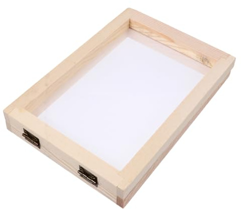 FELTECHELECTR Marco de Madera para Hacer Papel Reciclado Doble, 6 Pulgadas, Color Beige, Herramienta para Manualidades Diy, Pantalla Serigráfica para Fabricación de Papel y Estilo Aleatorio