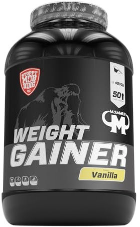 Mammut Nutrition Crash Weight Gainer Pulver Vanilla – 4,5 kg – 518 kcal/Shake für Gewichtszunahme – 80% Kohlenhydrate – 4-Komponenten Protein – Ideal für Ausdauer- und Leistungssportler