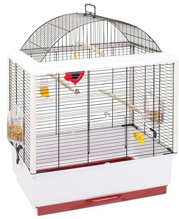 Ferplast Gabbia per Canarini, Gabbia per Uccelli Esotici PALLADIO 3, Tetto Panoramico, Completa di Accessori, 50 x 30 x h 64 cm.