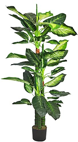Decovego Künstliche Dieffenbachie, Kunstpflanze, 130 cm, detailreiche Deko für Wohn- & Büroräume, Allergikerfreundlich & Pflegeleicht
