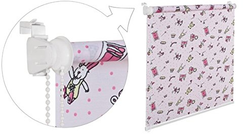 KS Handel 24 KINDERFENSTERROLLO SPIELZIMMER 90 cm BREIT 150 cm LANG ROSA VERDUNKLUNG 50% SICHTSCHUTZROLLO INKL. SEILZUG FENSTERROLLO KLEMMROLLO 90x150 cm KINDERROLLO