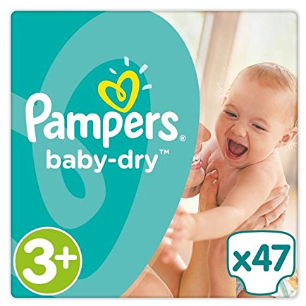 PAMPERS Baby Dry Taille 3+ - 6 a 10 kg - 47 couches - Format pack Géant