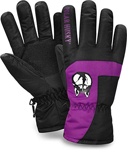 Polar Husky Skihandschuhe Winter Sporthandschuhe Thermohandschuhe für Damen und Herren mit Thinsulate gefüttert - Wasserdicht - Winddicht - Atmungsaktiv Farbe Violett Größe XS