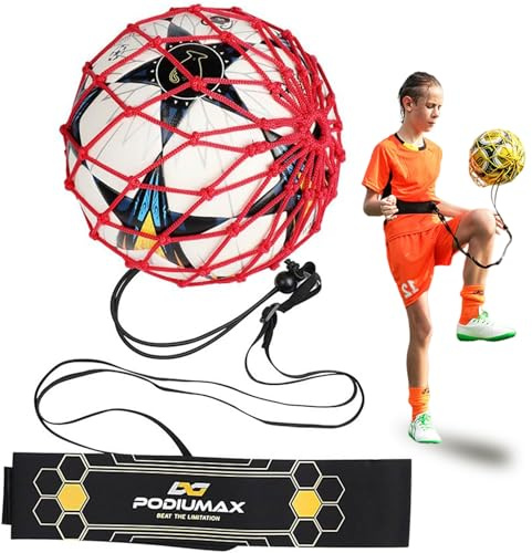 PodiuMax Fussball Kick Training for Fußball/Volleyball/Rugby, Netz Mit Schnur Verbessere Kick/Wurf/Kontroll, Einstellbar Für Teens & Erwachsene Fussball Grösse 3/4/5-R