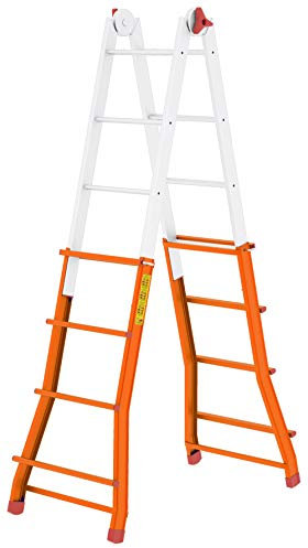 Colombo Scala a Filo telescopica Acciaio 5+5 gradini | Scala Telescopica in Acciaio Altezza 4,6mt, snodo Semi-Automatico, Piedini Antiscivolo