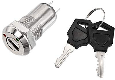 Sourcingmap 12mm 2 Positions Key Locking Push Button Switch with 2 Keys NO-Off S1203
