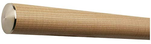 TIBU Esche Holz Handlauf Geländer 30-500 cm mit Edelstahl Enden Wandhandlauf Wand Treppe, Länge 400 mm / 40 cm / 0,4 m und Enden leicht gewölbte Edelstahlkappe