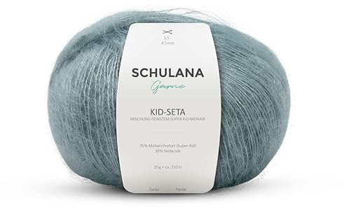 Kid Seta Mohair Wolle zum Stricken und Häkeln I 70% Super Kid Mohair & 30% Seide I 25 g/ca. 210m Mint (Grün) I Kid-Seta Garn für Schals, Spitzenschals, leichte Cardigans und Mützen