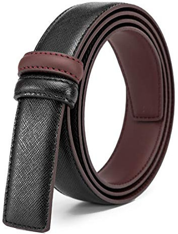 Vatee's Wendegürtel aus echtem Leder ohne Schnalle für Männer/Frauen Ersatzgurtriemen 29mm breit 125cm lang Schwarz & Rot