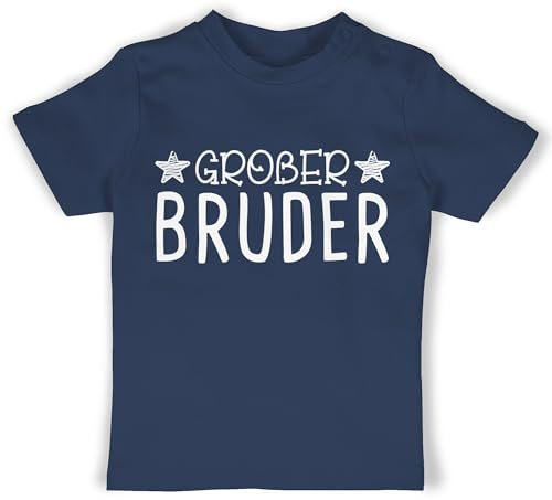 Baby T-Shirt Mädchen Jungen - Großer Bruder Sterne - 18/24 Monate - Navy Blau - Big Brother Shirt große brüder großen Tshirt Outfit Bruder grosser Shirts 2023 Geschenk für t
