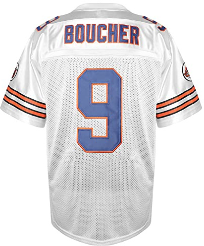 9 Bobby Boucher The Waterboy Adam Sandler Movie Mud Dogs Bourbon Bowl Stitched Football Jersey (White, Small)