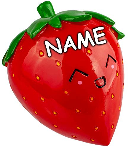 alles-meine.de GmbH XL große - Spardose - Motivwahl - Erdbeere - 10 cm - incl. Name - mit Verschluß - stabile Sparbüchse - aus Kunstharz/Polystone - für Kinder & Erwachsene/S..
