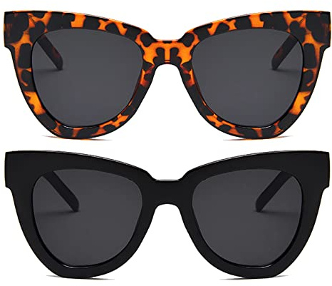 Dollger Sonnenbrille Damen Herren Retro Katzenaugen Übergroße Runde Sunglasses Vintage Cateye Sonnenbrille UV-Schutz Gläser Sun Glasses for Ladies