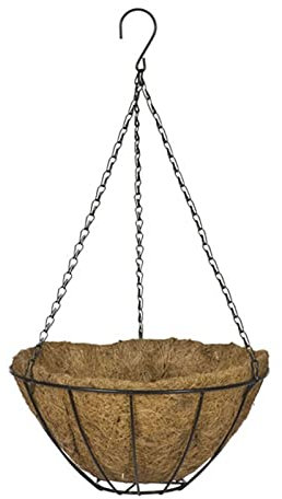 Goosacyon 2 piezas de alambre redondo para plantas de metal para colgar cestas de alambre con forro de coco para patio, jardín al aire libre
