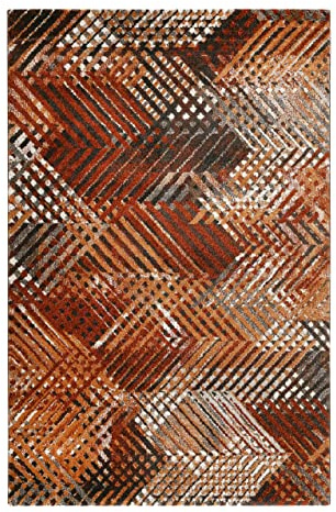 Wecon Home Esprit - Tappeto moderno a pelo corto, per soggiorno, camera da letto e cameretta dei bambini, modello Vario (80 x 150 cm, colore: Terracotta marrone)