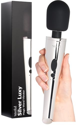 Sinful Magic Wand Sexspielzeug - Silver - 10 Vibrationseinstellungen | 30 cm Länge, 5,5 cm Durchmesser, M1 magnetisches USB-Ladekabel, 7 vibrationsmuster, Silikon, 50 Min. Laufzeit, Schwarz, 317 g