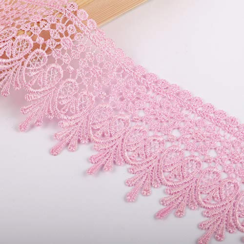 10 Yard Spitzenband, Vintage Spitzenbordüre Spitzenborte Spitzenbesatz Schleifband Dekoband Zierband Stoff zum Nähen Spitze Blume Borte für Handwerk Dessous Hochzeitskleid Hochzeit Dekor 9cm, Rosa