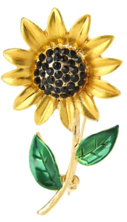 Sunflower Brooch for Women, Dress Pin, Yellow Flower Jewellery in a Gift Pouch